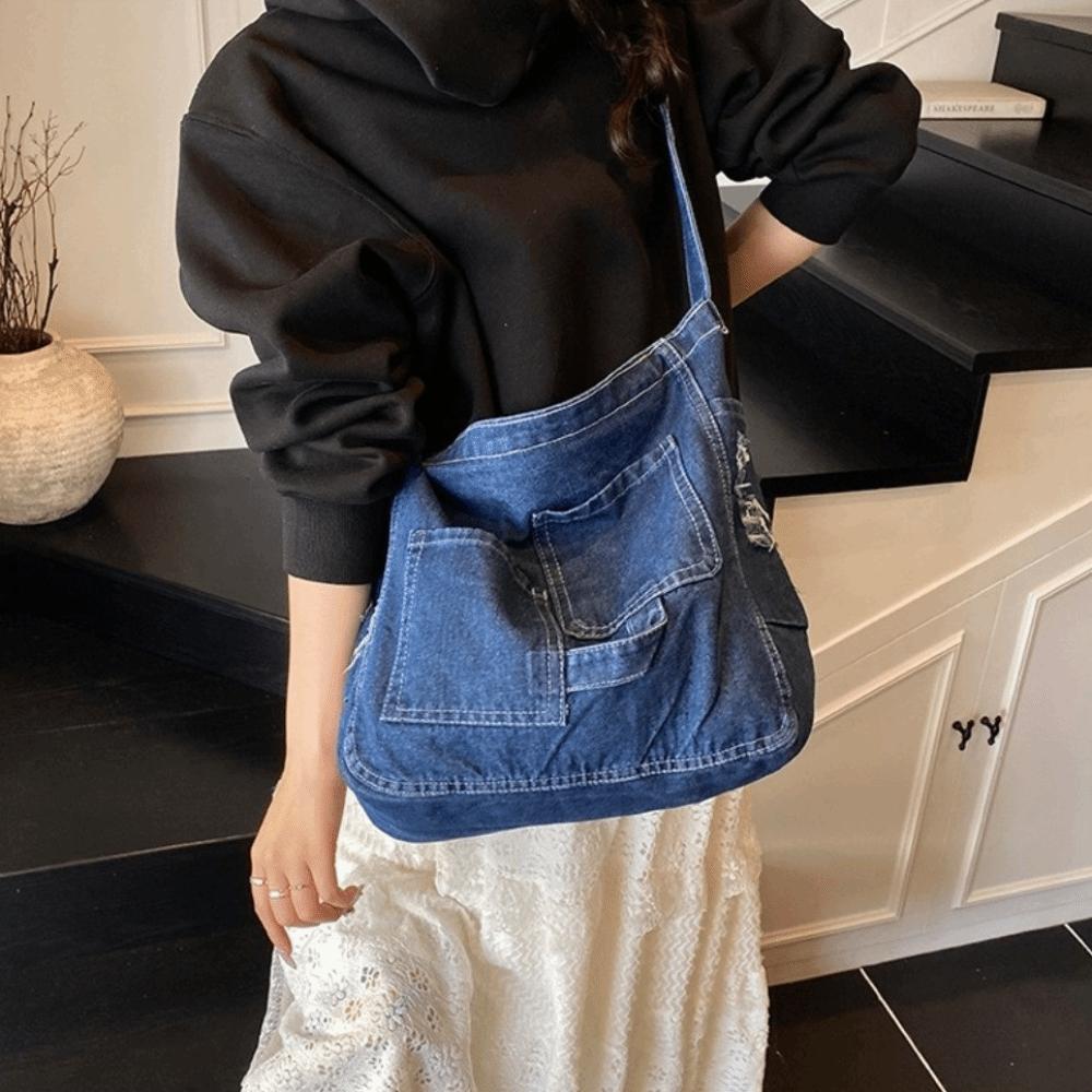 Wszechstronna Torba Hobo na Ramię Vintage Torby Aktówki Codzienna Jeansowa Torba na Ramię Torebka