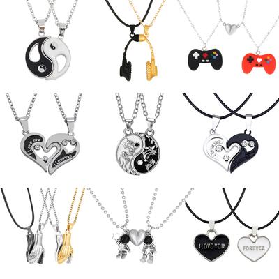 Ich liebe dich, beste Freunde, Paar-Halskette, Schmuck, Puzzle, BFF, Schlüsselschloss, Tai Chi, Herz-Anhänger, Halsketten für Frauen und Männer, Geschenk, Collier