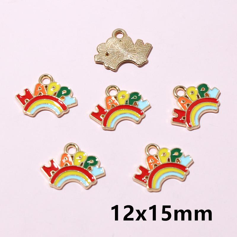 10pcs Cute Enamel Rainbow Charms Pendant Alloy Metal DIY Jewelry Making Accessories Findings for Necklace Earrings Bracelets