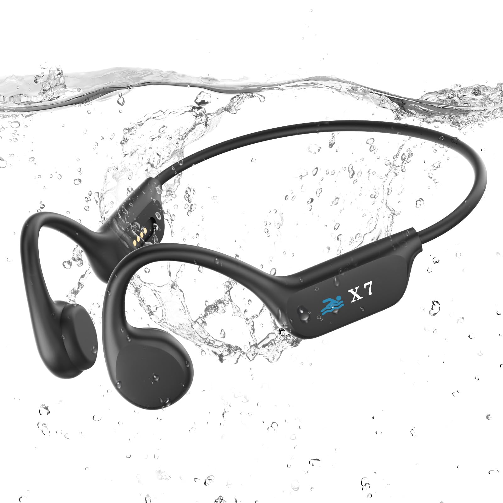 

Bone Conduction IP68 Fully Bluetooth 32GB Up to 6000 Wireless Headphones with Mic Earphones, Swimming, Waterproof, 5.3, Built-in Memory, Songs,