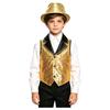 Boys Contrasting Lapel Collar Sleeveless Shiny Sequin Vest Sequined Hat Jazz Dance Performance Set