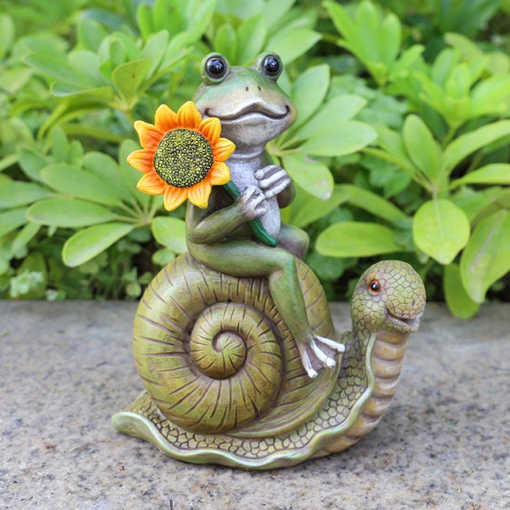 Creative Animal Sculpture Cute Miniatures Figurine Desktop Ornament Frog Statue Balcony