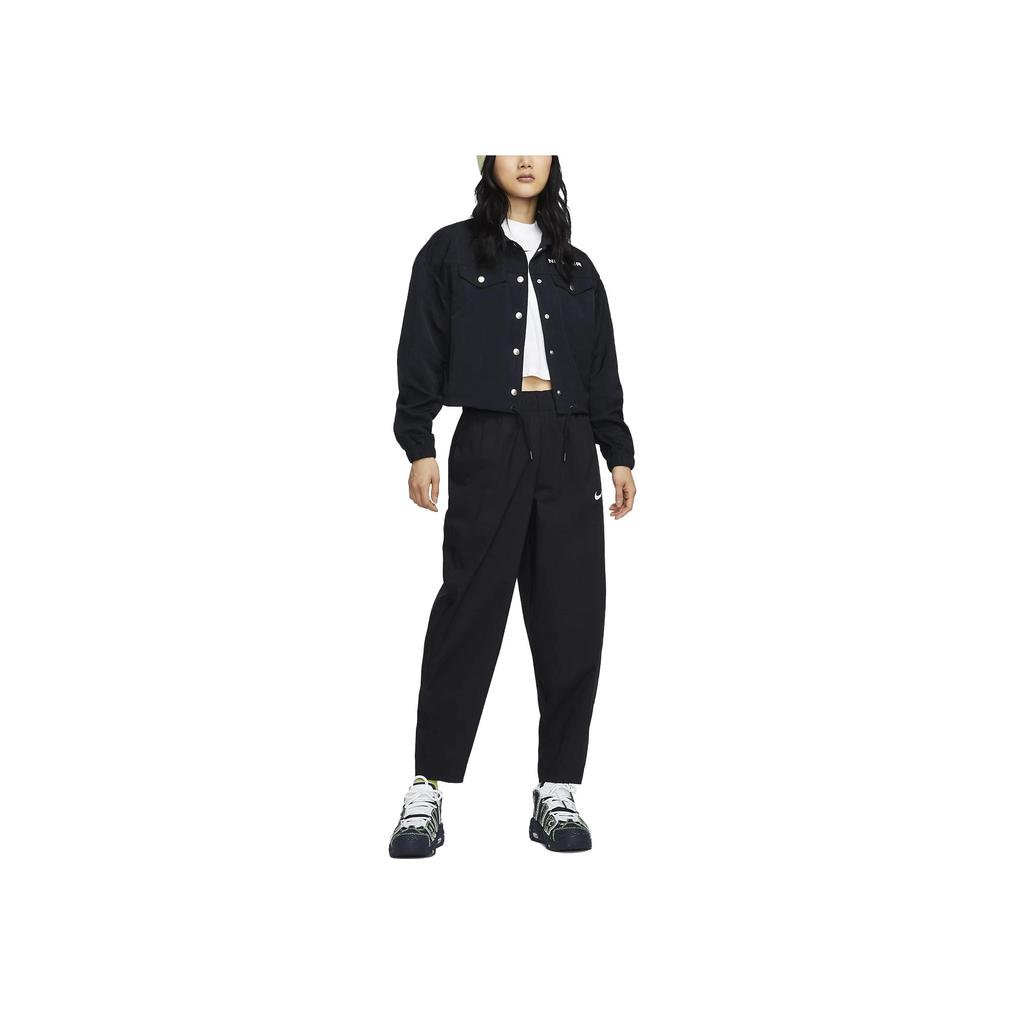 Nike Solid Color Square Neck Long Sleeve Jacket Women Jackets Black FB8078-010