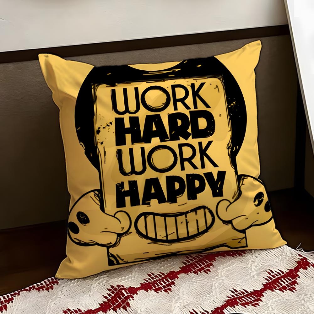 BBendy and Tthe Ink MMachine Cushion Cover Reversible Soft Durable Pillow Cover Home  Car MultiScene Use for Daily Comfort