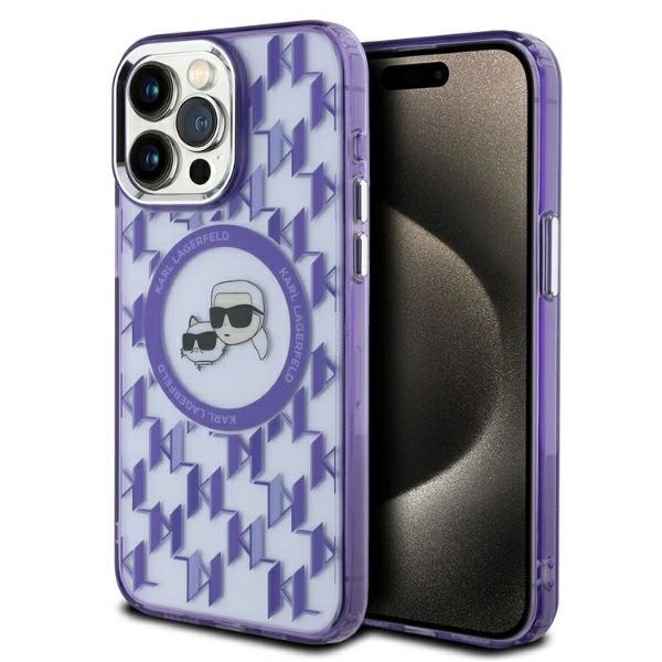 Karl Lagerfeld Klhmp15Lhmckmhu Iphone 15Pro 6.1 Fioletowy/Purple Iml Monogram Karl&Choupette Head Magsafe
