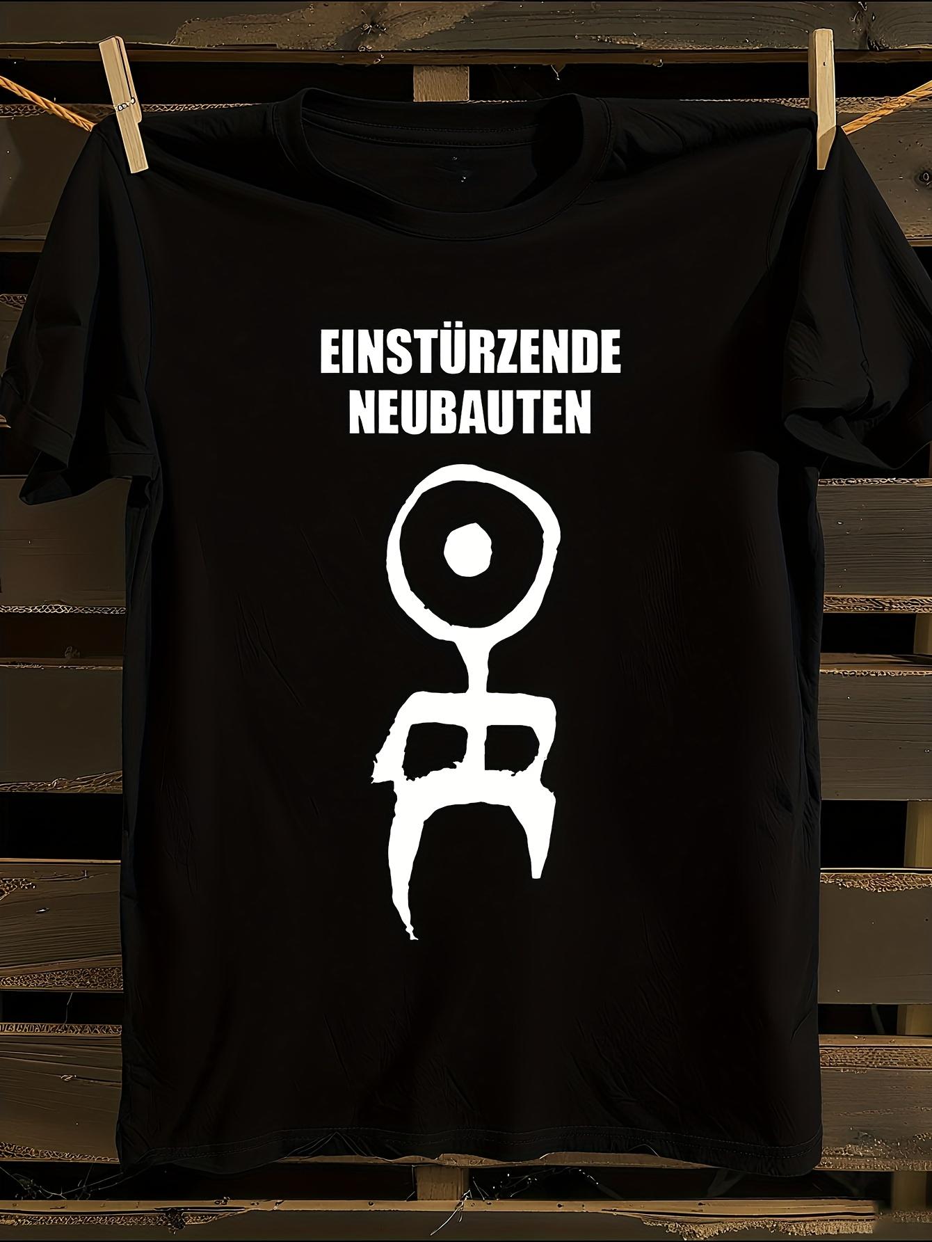 and WoGerman Text and Smiling Face Print T-shirt S