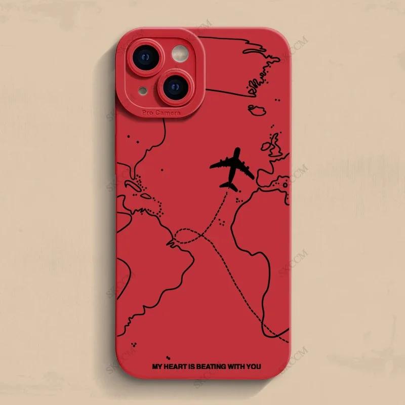 Travel-nspired Airplane Route Desian Phone Case For iPhone 16 15 14 13 12 11 Pro Max Mini 8 7 Plus X XR XS Soft Silicone Covers