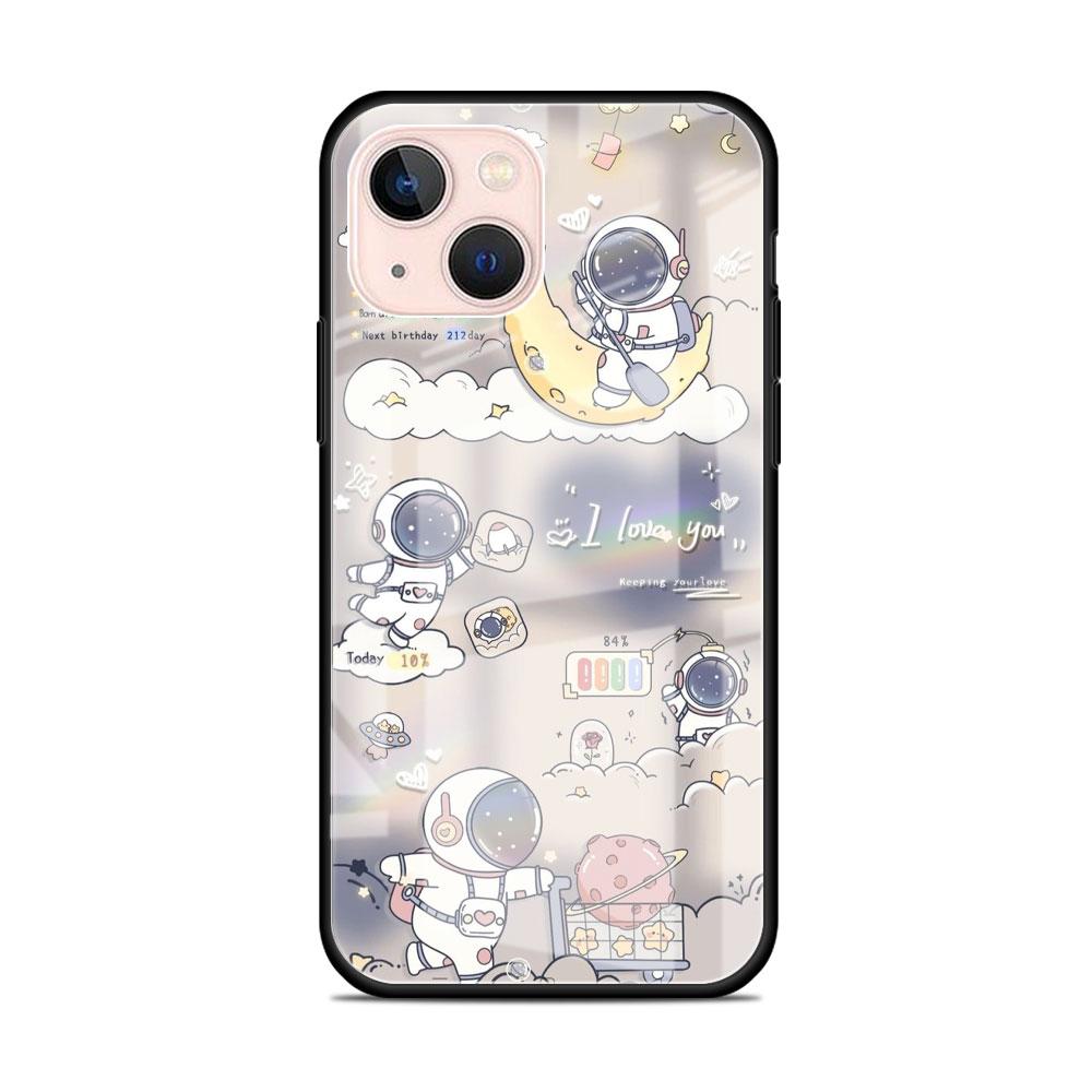 Glass Case For Apple iPhone 14 13 11 12 Pro 7 XR X XS Max 8 6 6s Plus SE 2022 13Pro Tempered Phone Tampa Astronaut Light