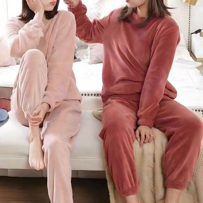 Fleece Homewear Stahovací manžety Nemrznoucí Nemrznoucí Útulná Dáma Podzim Zima Flanelová Pyžama Souprava na doma