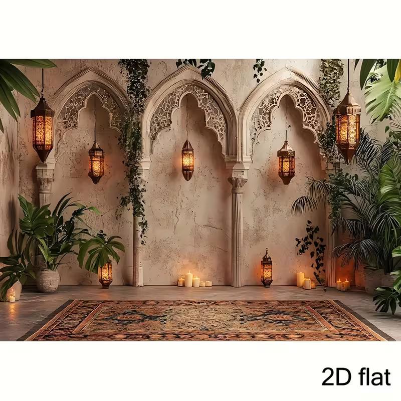 

2D Moroccan Arch Backdrop - Lantern Photography Background Banner 47.2x31.5inch/120*80cm