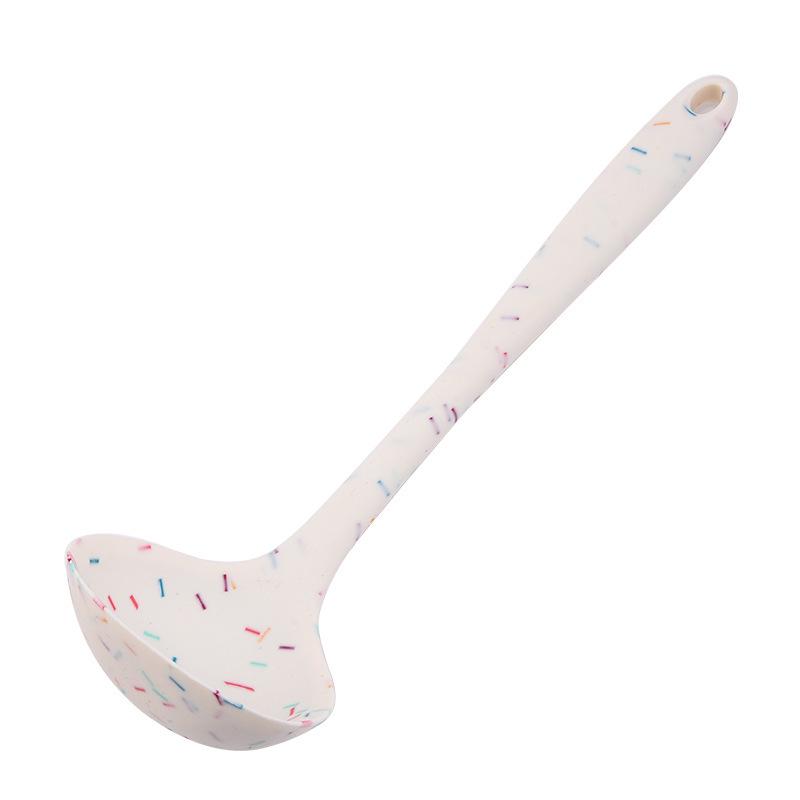 Silicone Kitchen Utensils Set: 6-Piece Non-Stick Color Dot Shovel, Spoon, and Steak Shovel.