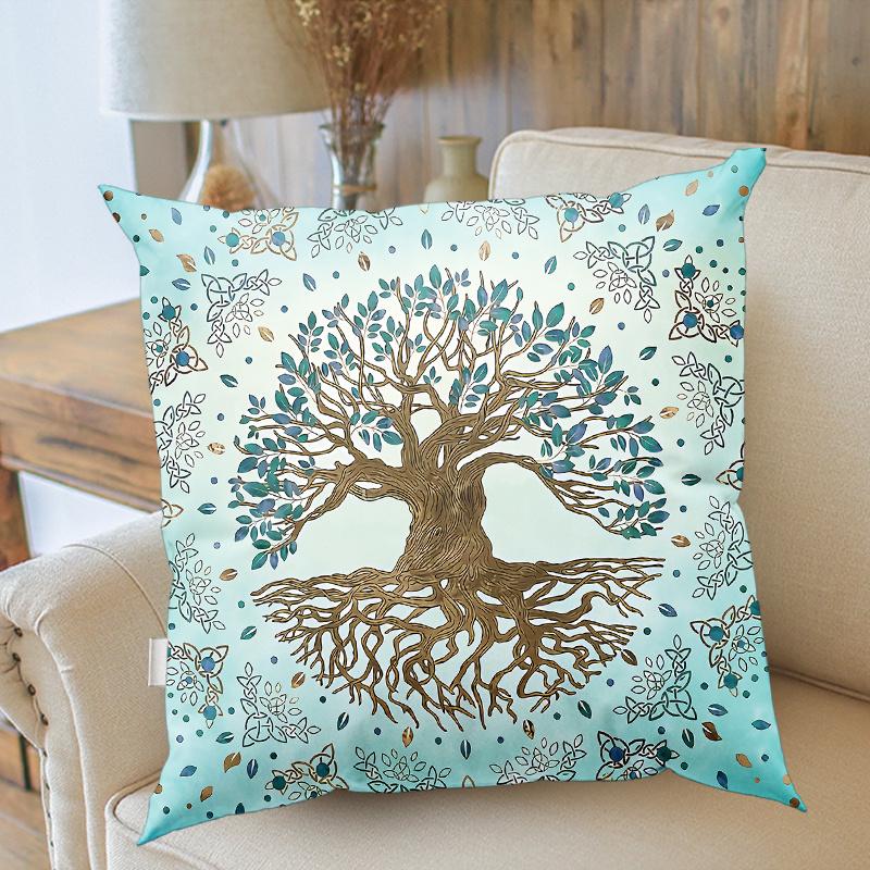 1pc Modern Tree of Life Cushion Cases Botanical Floral Throw Pillows with Sun and Moon Designs Perfect for Sofa and Couch Decor
