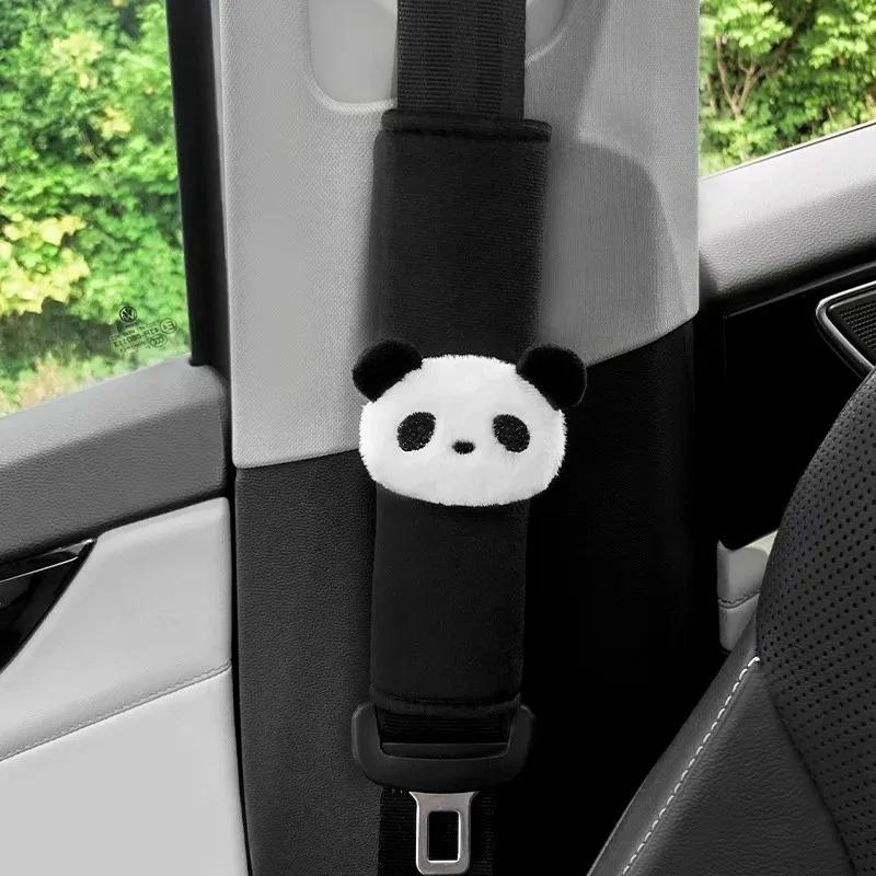 New Cartoon Animal Car Seat Belt Shoulder Pad Cover Cute Panda Doll Decoration Cover Soft Car Accessories Interior Woman Kids