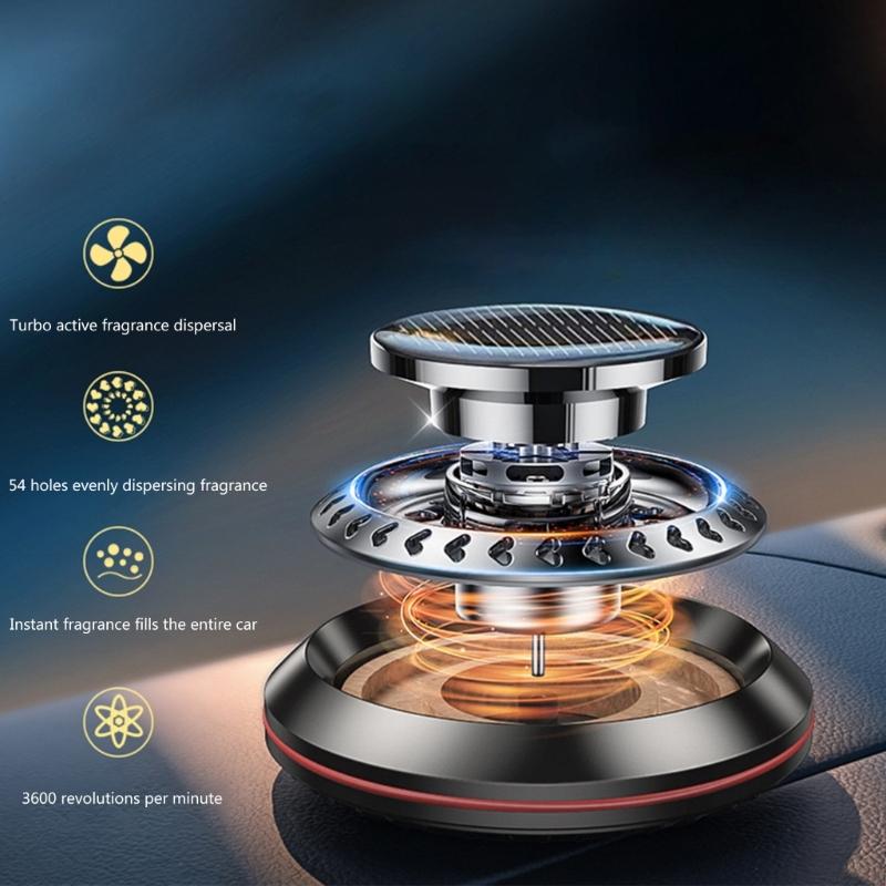 Car Air Freshener,Rotating Solar Aromatherapys Essential Oil Diffuser Scent Car Decoration Interior Accessories