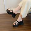 Thick-soled Wedge Slippers Women's New Summer Outer Wear with Skirts To Increase the Height of Small People's One-word Sandals