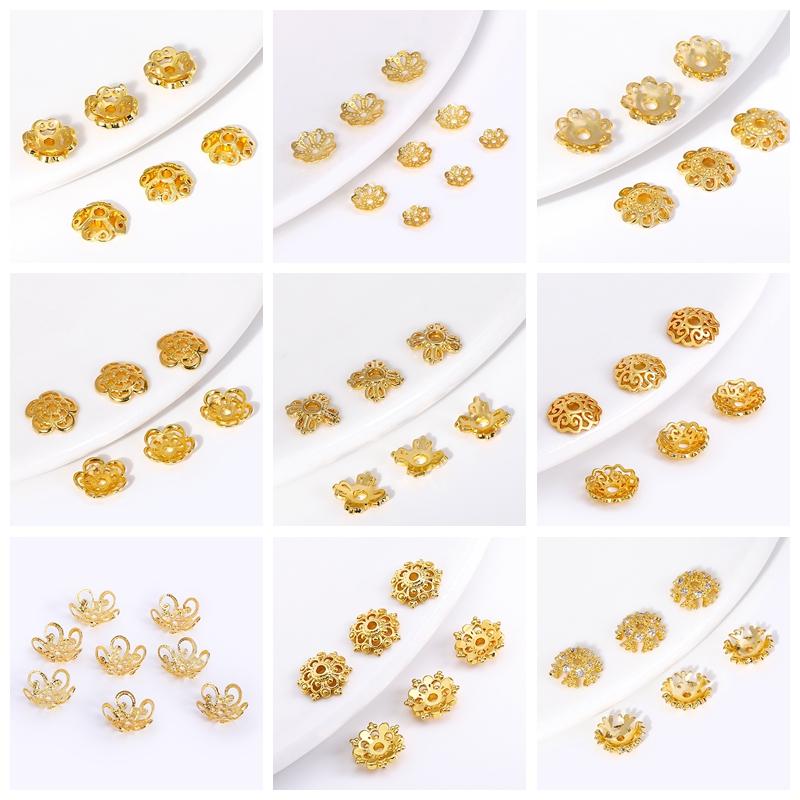 18K Gold Plated Cloud Pattern Bead Caps For Jewelry Making High Quality Brass Hollow Bead Caps DIY Bracelet Making Findings