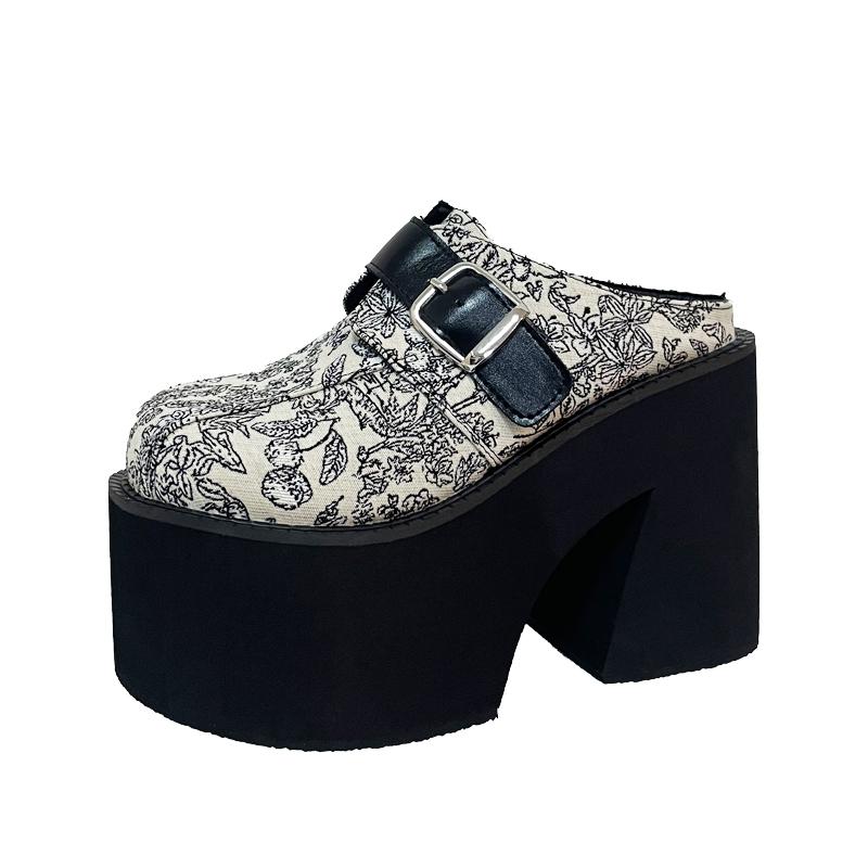 11cm Super High Heels Slippers Women Platform Shoes New Chinese Style Baotou Sandals Plus Size 35-42 Womens Shoes