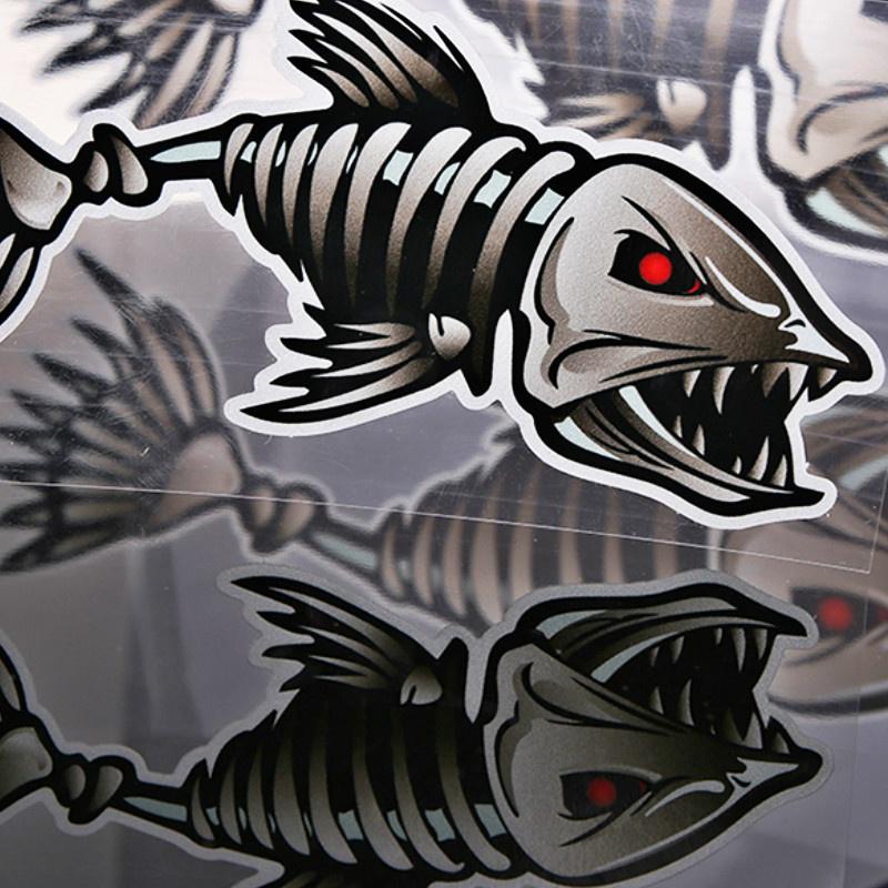 1Pair 3D Car Accessories Car Styling Skeleton Shark Car Sticker and Decal Go Fish for Motorcycle