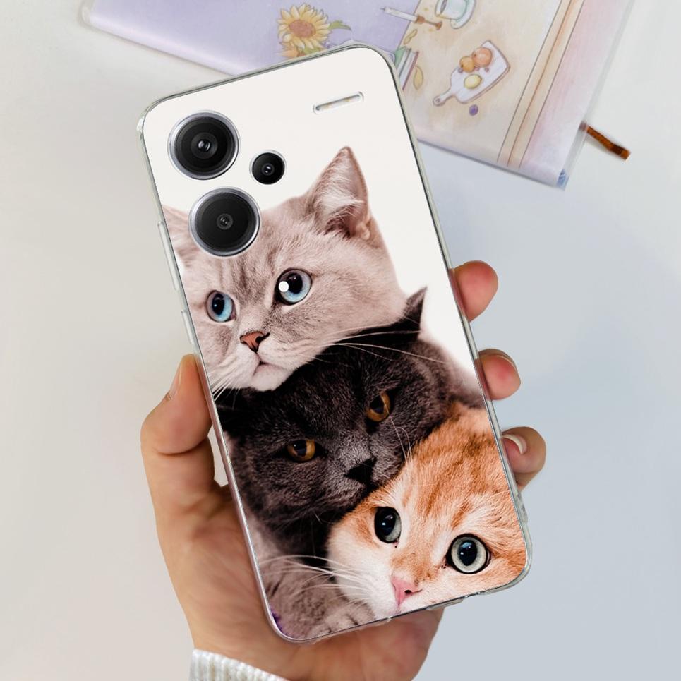 For Xiaomi Redmi Note 13 Pro Plus Pro+ Case Transparent New Fashion Pattern Soft TPU Etui For Xiaomi Redmi Note 13 4G 5G Bumper