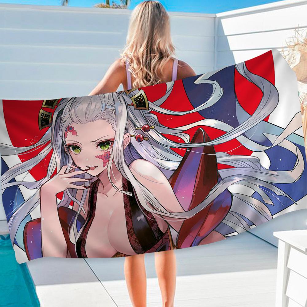 Demon Slayer Daki Hippie Beach Towel Cartoon Cute Summer Kids Large Bath Pool Beach Towel Absorbent for Swimming Travel
