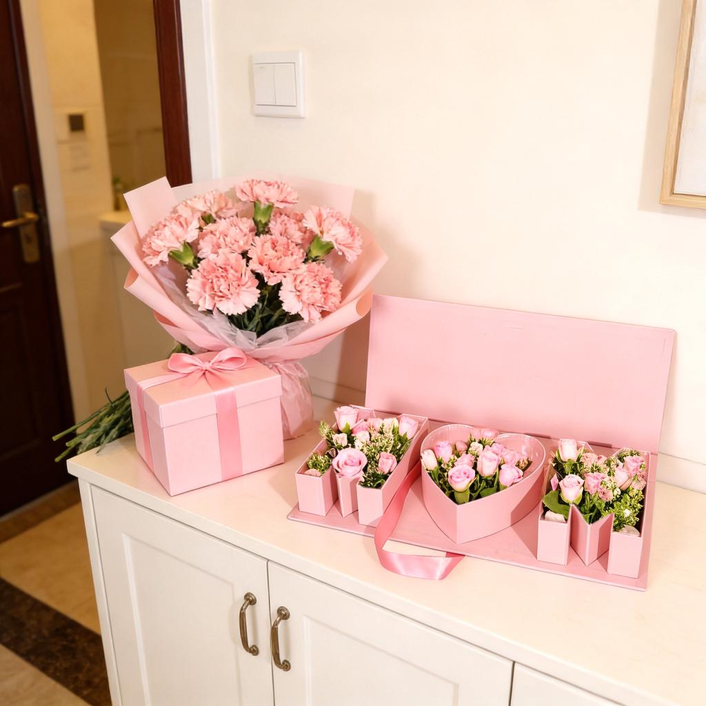 Mother Birthday Gifts Box  ''Mom'' Letter Empty Box Cardboard Fillable Paper Gift Flower Chocolate Packaging For New Mom Mother Birthday