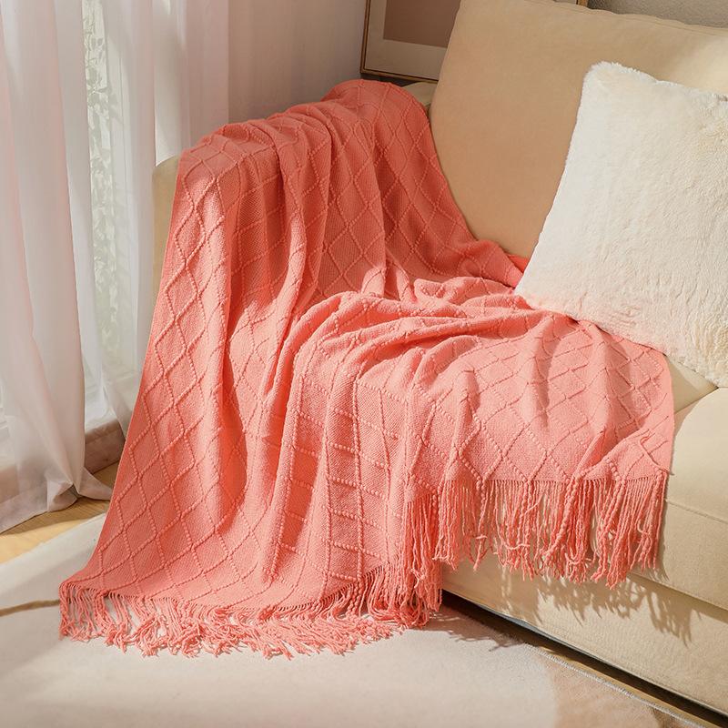Tassel Summer Thin Throw Blanket Knitted Sofa Cover Blanket Office Air Conditioning Window Blanket Cozy Small Napping Throw Blanket For Home