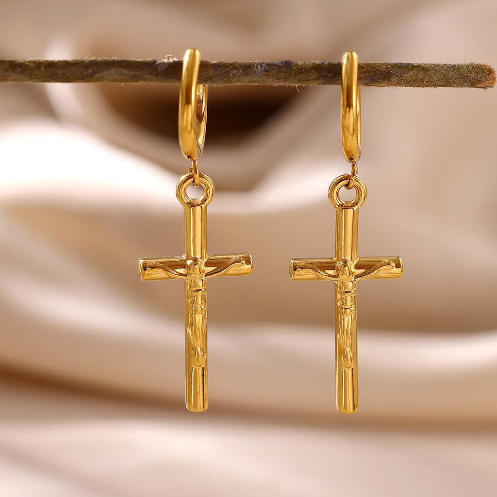 Cute Hoop Earrings Women's Party Geometric Heart Small Fish Gold Color Hanging Hoops Stainless Steel Jewelry Flower Earring Gift
