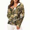 Women's Lightweight Long Sleeve Zip Up Hoodie with Pockets and Printed Design Sun Protection Jacket for Outdoor Activities