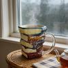 Picture Book Coffee Cup 3D Book Stacking Novel Inspired Mug 420ml Hand-Drawn Artistic Literary Mug for Book Lovers Teachers Librarians