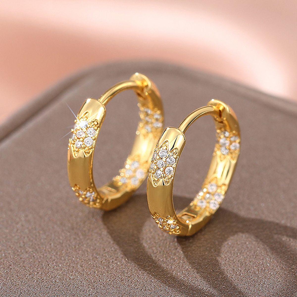 European and American Simple Fashion Copper Zirconia Hoop and Circle Earrings