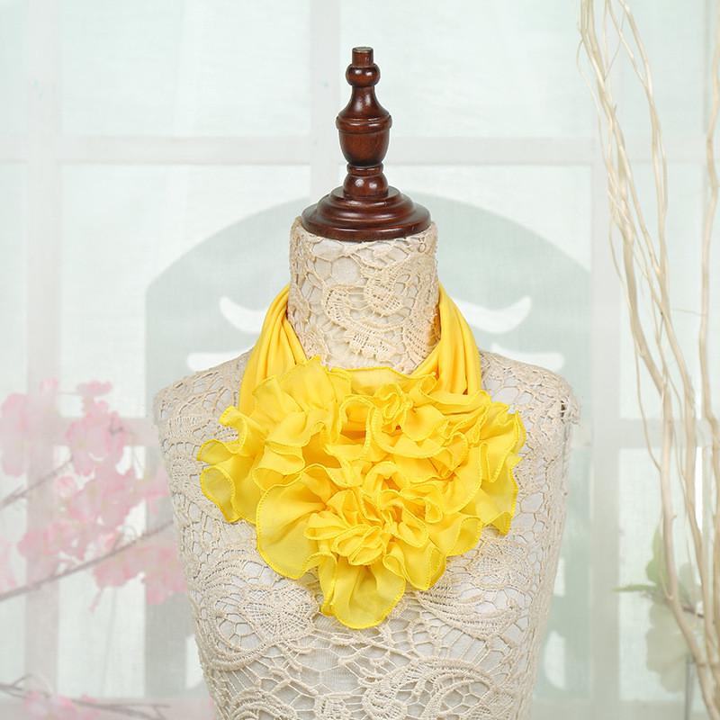 

New Solid Color Floral Collar Scarf Luxury Brand Scarf Women New Fashion Neckerchief Ring Scarves Neck Scarf For Ladies