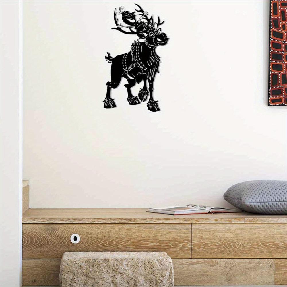 Rustic Deer Metal Wall Sculpture Wrought Iron Stag Antlers Outdoor Decor for Living Room Bedroom Garden Patio Modern Farmhouse