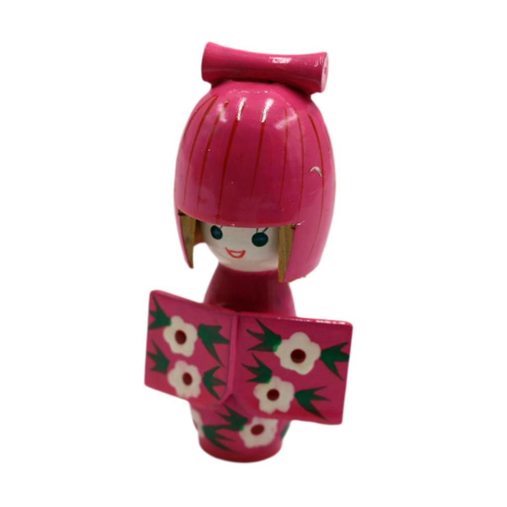 Wooden Kimono Doll Miniature Figurine Ornament 4.13inch Wood Kokeshi Doll Asian