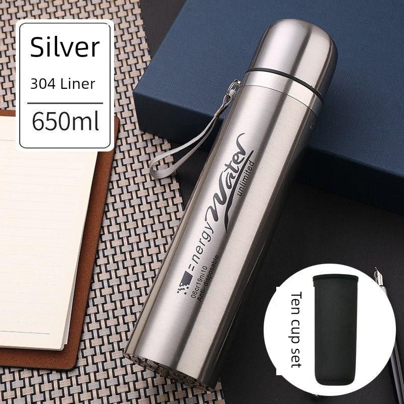 Factory Direct Sale of All Stainless Steel Thermos Cups, 304 Stainless Steel Large Capacity Thermos Cup, Outdoor Portable Travel Bullet-Style Thermos