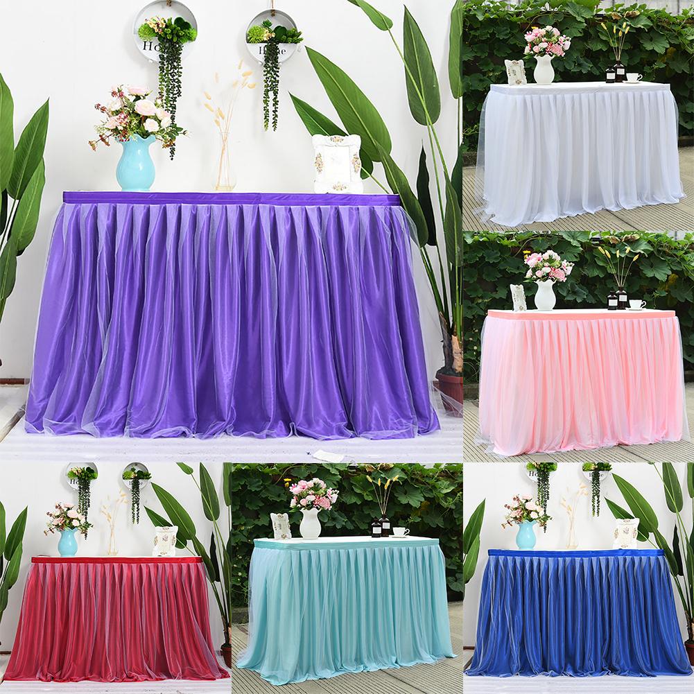 Wedding Table Skirt Tulle Ruffle Decor Birthday Party Dessert Table Cloth Banquet Meeting Table Cover Decoration