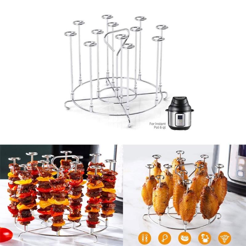 Rotating Grill Basket Stainless Steel Rotating Grill Skewer BBQ Grilling Cage Barbecue Skewer Roasting Rack Kitchen Cage