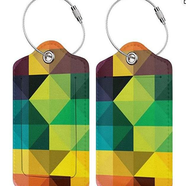 Stylish Printed Leather Luggage & ID Tag Set