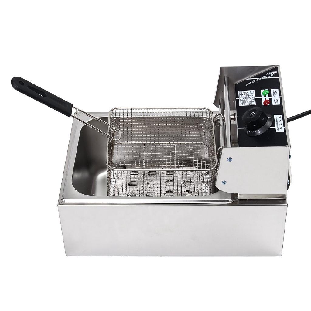 6L 2.5KW Heavy Duty Stainless Steel Electric Deep Fryer Commercial Kitchen Frying Chip Cooker Basket for Buffalo Wings