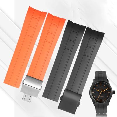 Bogenmund-Gummistrap für Citizen Air Eagle / Mido Helmsman M005 Sao Orange Herren-Schwarz-Blau-Uhrenarmband 23mm 22mm