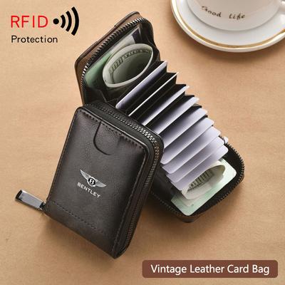 Bolsa de Tarjetas de Cuero Vintage Cartera para Licencia de Conducir Protector RFID Para Nuevo Bentley Flying Spur Continental GT Bentayga Mulsanne