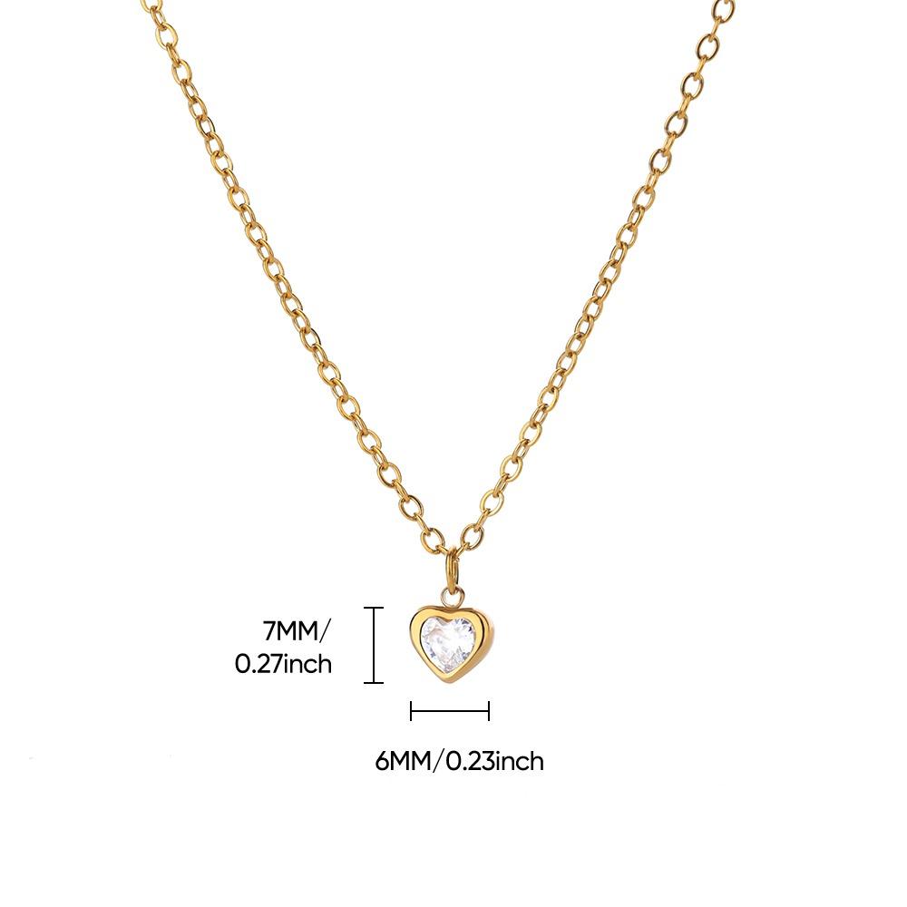 Stainless Steel Birthstone Heart Necklace For Women Gold Color Chain Heart  Necklace Wedding Jewelry Birthday Gift Bijoux Femme