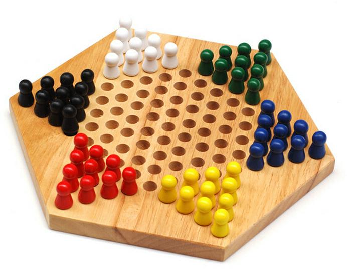 Children's Hexagonal Jump Checkers & Nine Men's Morris Wooden Puzzle Toy - Perfect Table Game Gift