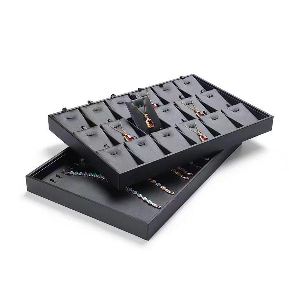 Multi Compartments PU Leather Jewelry Pallet Stackable Jewelry Drawer Inserts  Necklaces