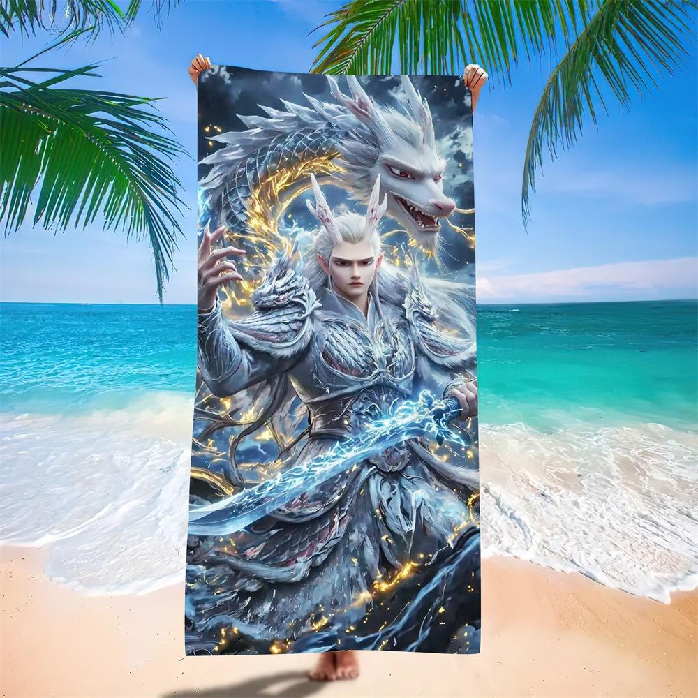 Nezha Beach Towel, Sun Protection, Quick Drying, Enlarged And Thickened Summer Seaside Vacation, Guochao Cartoon Bath Towel
