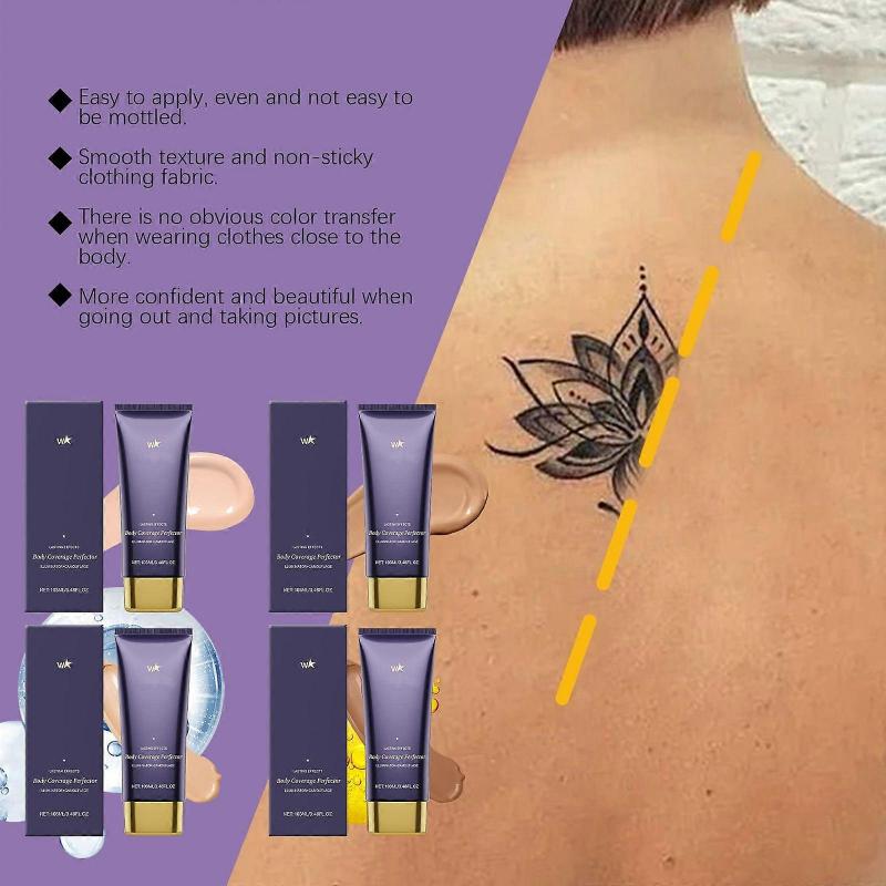 Körperabdeckungs-Perfector mit Pinsel | Wasserfeste & Transferbeständige Körper-Make-up, Langanhaltende Tattoo-Abdeckcreme für Beine & Körper, Vollabdeckung Cr