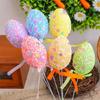 6Pcs Small Colored Foam Eggs with Stick For Festival Celebration Vase Arrangement and Basket Fillers And Art Craft