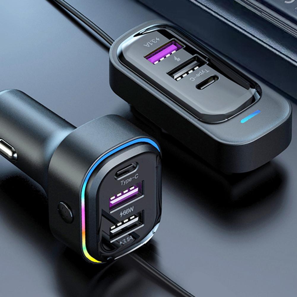 Car USB Chargers Multifunctional Phone Charge Device 66W+15W Quick Charge with 6 Charge Ports for 12 24V Car Truck Van