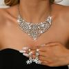 Vintage Necklace Set Ladies 2-Piece Leaf Flower Exaggerated Jewelry Bridal Wedding Accessories