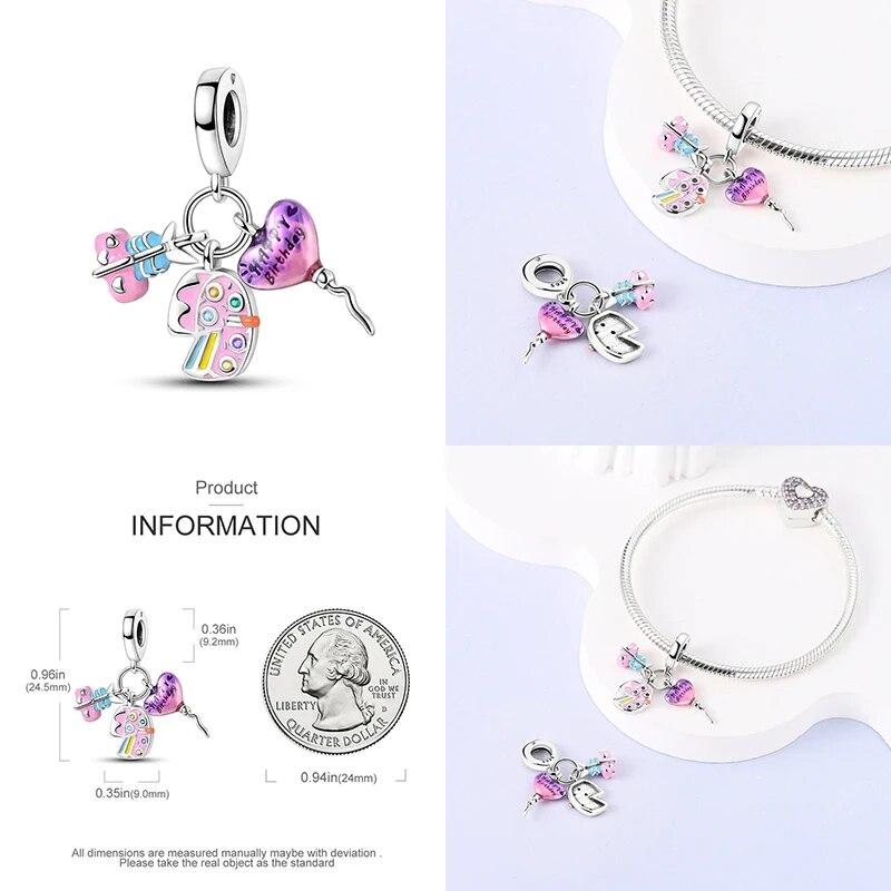 Three Piece Set Charm Beads Fits Charms Bracelet for Women 925 Silver Pendant Bead DIY Jewelry Gift