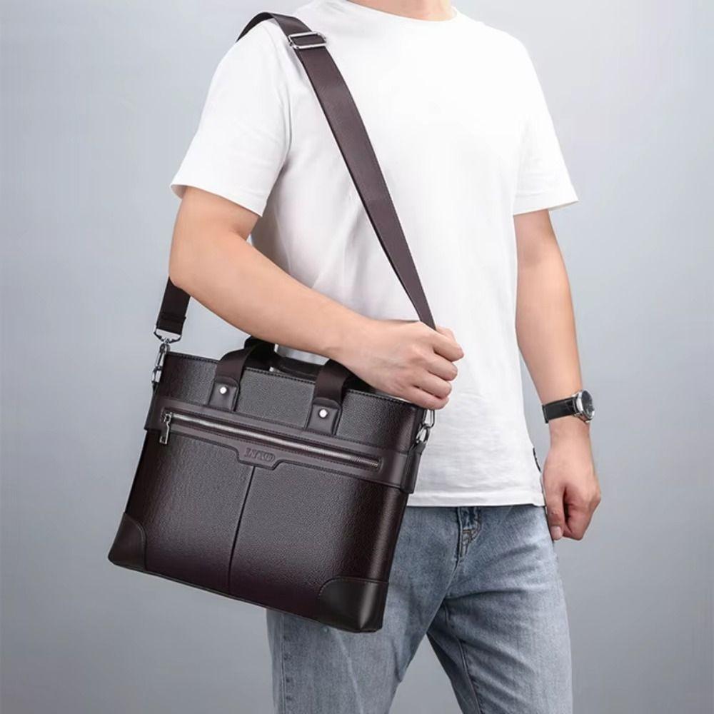 Paper Organizer Business Documents Bag Large Capacity Laptop Bag PU Leather Briefcase Stationery